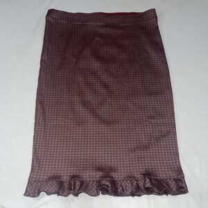 Max Studio London XL Midi Metallic Pink Patterned Skirt Ruffle Hem